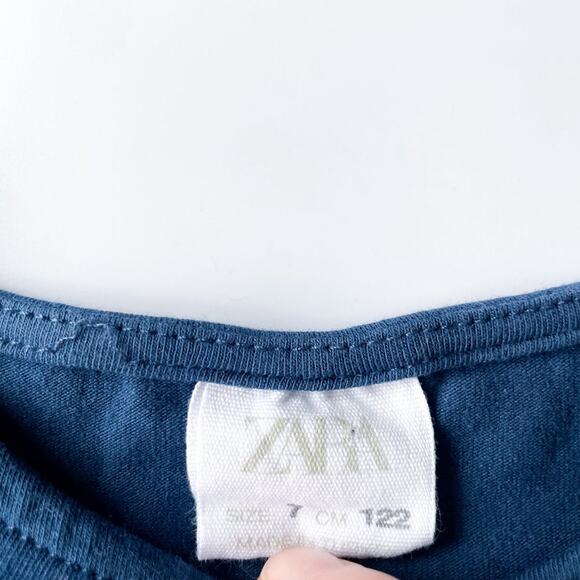 Girls Zara Navy Genuine Mood Long Sleeve Tee Size 7 - Picture 3 of 3